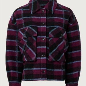 Peter Som Black and Purple Plaid Bomber Jacket